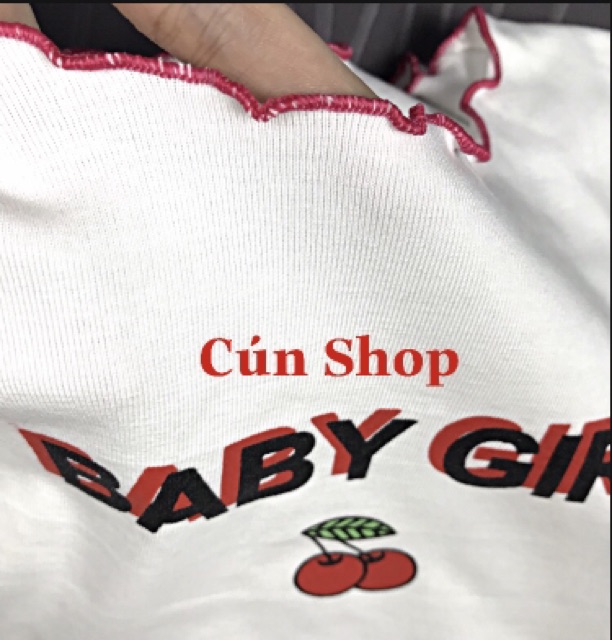 Áo croptop tay ngắn cuốn biên in chữ 3 mẫu chất vải cotton xịn LIKANO CRT40