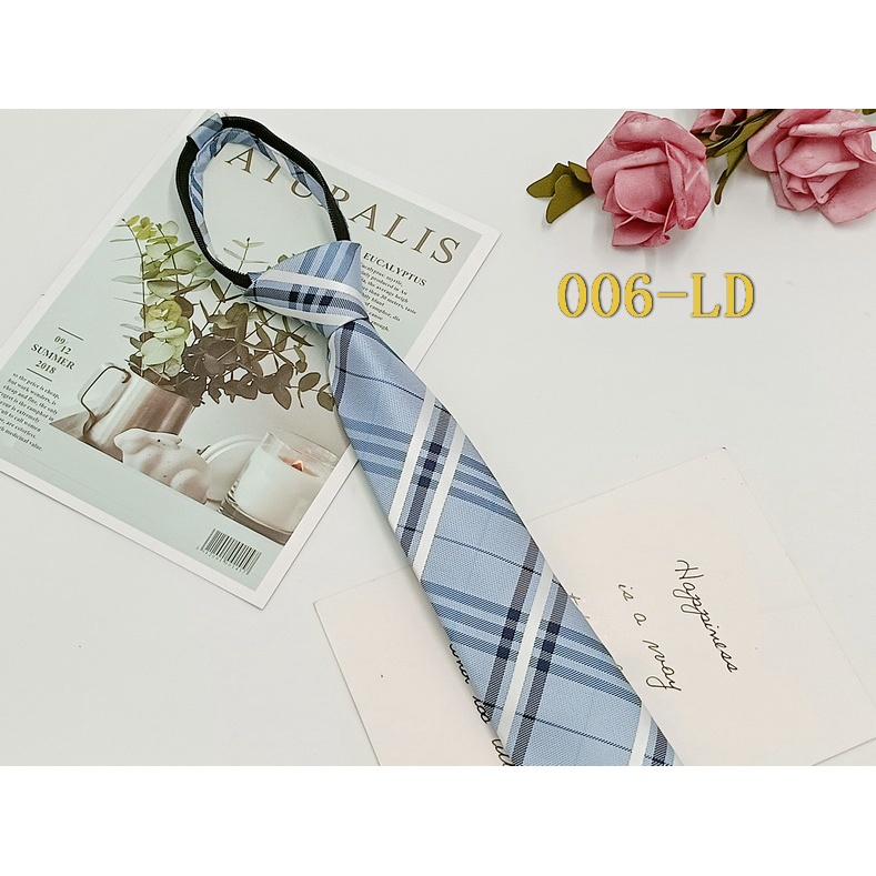 Cà Vạt Đồng Phục Học Sinh Nhật Bản Kẻ Sọc Caro Bản Hẹp 24H Không Cần Cà Vạt