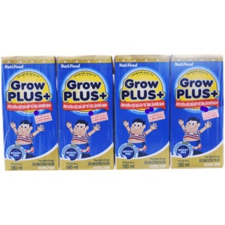 Lốc 4 hộp Sữa bột pha sẵn Growplus+ xanh tăng cân 180ml