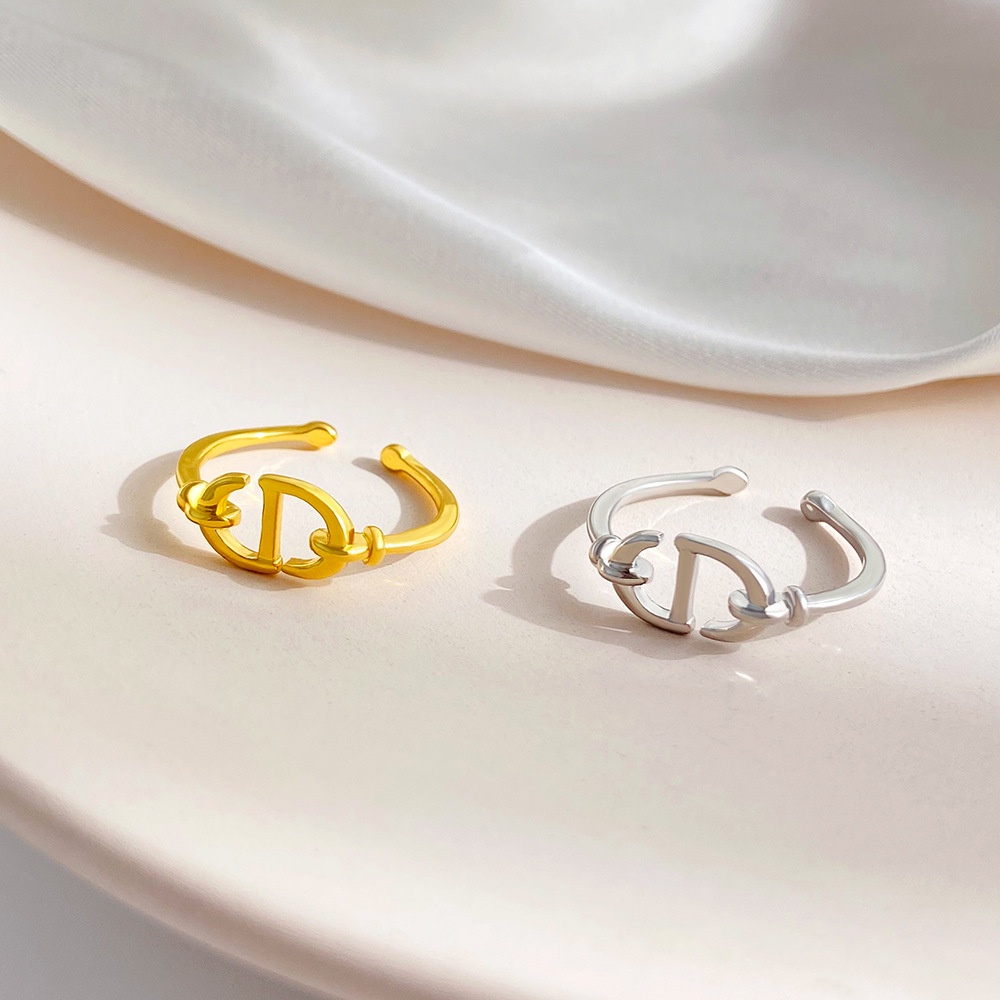 Nhẫn Hở Khắc Chữ D Đôi Đơn Giản Thời Trang Cho Nam Nữ