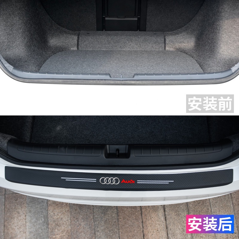 BỘ 5 MIẾNG Dán Chống Trầy Xước Có Logo Hãng AuDi Bảo Vệ Bậc Cửa Và Dán Cốp Xe Hơi, Xe Ô Tô Bằng Sợi Carbon Bền Đẹp