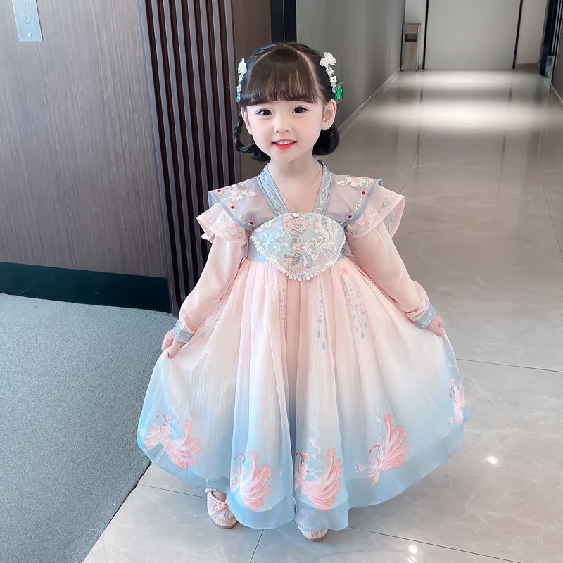 Đầm Hán Phục Thời Trang Trung Hoa Xinh Xắn Dành Cho Bé Gái