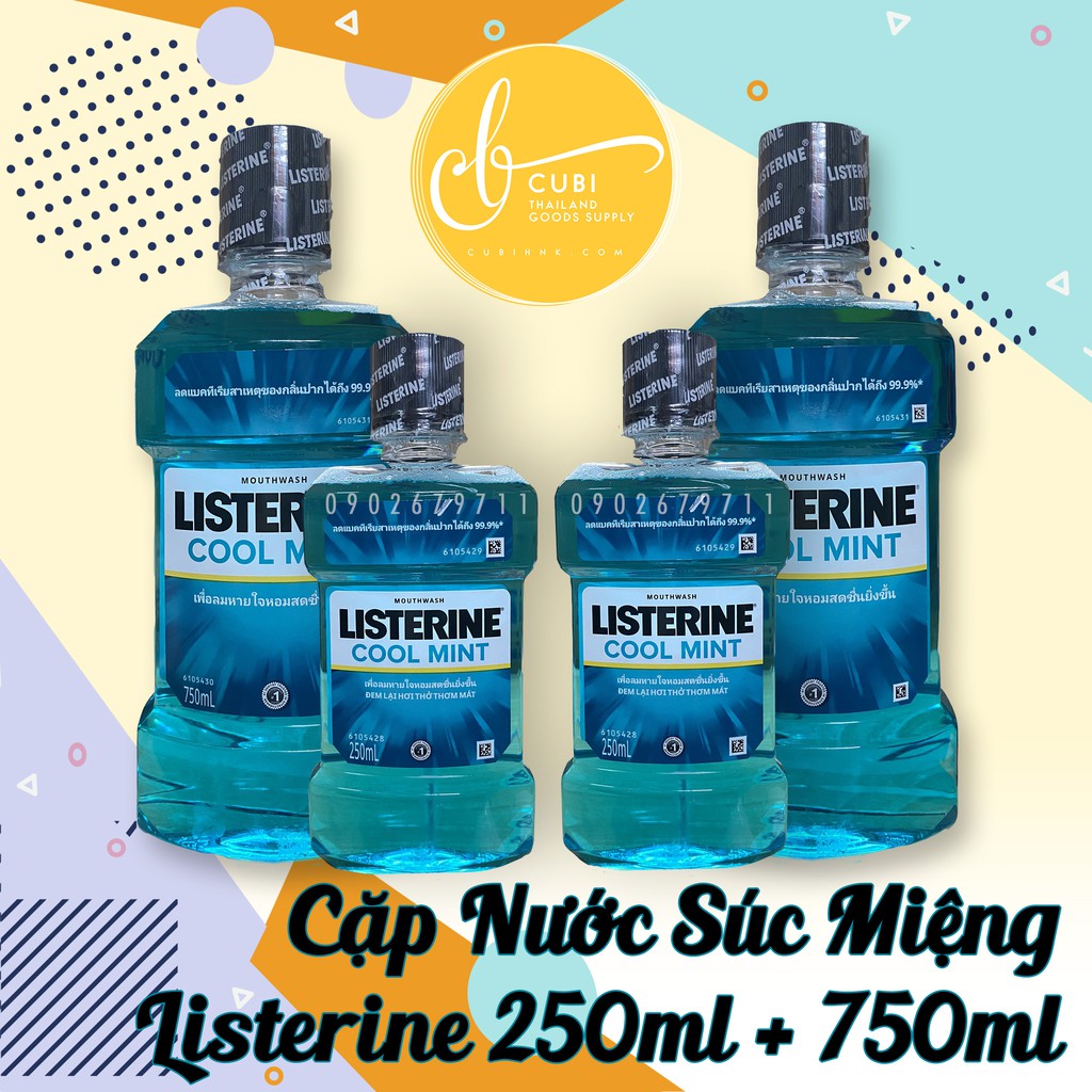 Cặp nước súc miệng Listerine 750ml + 250ml