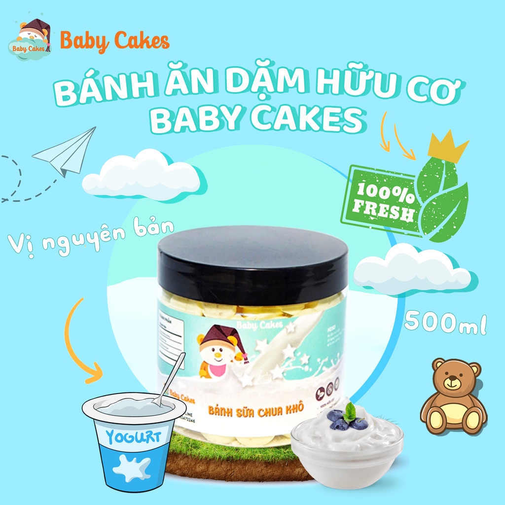 Bánh ăn dặm cho bé BabyCakes bánh sữa chua handmade 500ml giúp bé tập nhai đảm bảo vệ sinh an toàn thực phẩm dạng thanh