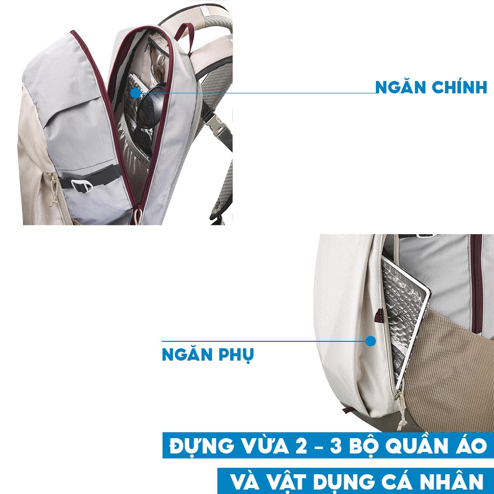 Balo thể thao leo núi dã ngoại QUECHUA nh100 20 lít tiện dụng - be