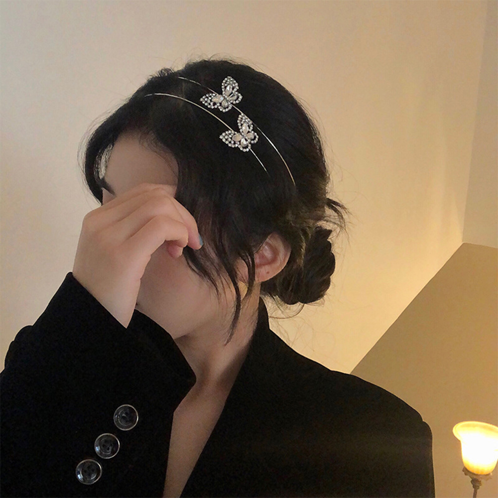 Băng Đô Cài Tóc Hình Bướm Chất Liệu Hợp Kim Lấp Lánh Nhiều Màu Phong Cách Hàn Quốc 2life