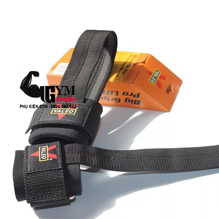 Dây kéo lưng Valeo Kèm Cuốn Cổ Tay Cao cấp Lifting Straps Valeo hỗ trợ tập thể hình, tập gym