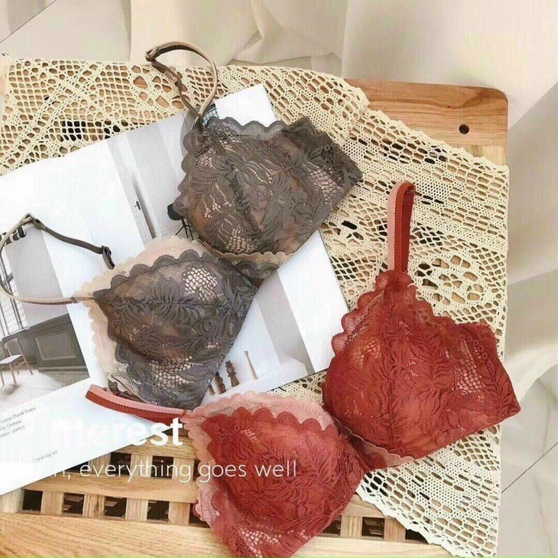 Áo lót ren lá chéo đệm dày nâng ngực cao cấp 6622 diện hè xinh xinh ạvideo thật em tư quay a