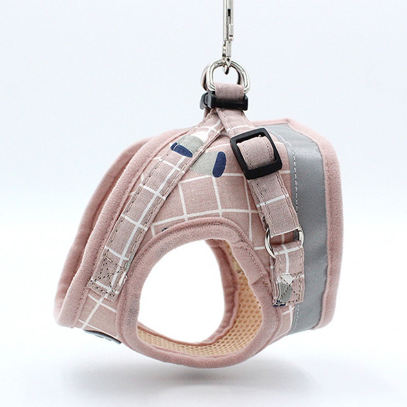Dây Dắt Thú Cưng Đi Dạo Thoáng Khí In Họa Tiết Caro Phản Quang Thời Trang