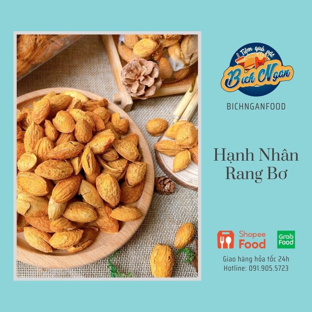 [ Rẻ vô địch] lon 500g hạnh nhân rang bơ. sản phẩm dành cho người ăn kiêng | đồ ăn vặt bích ngân food