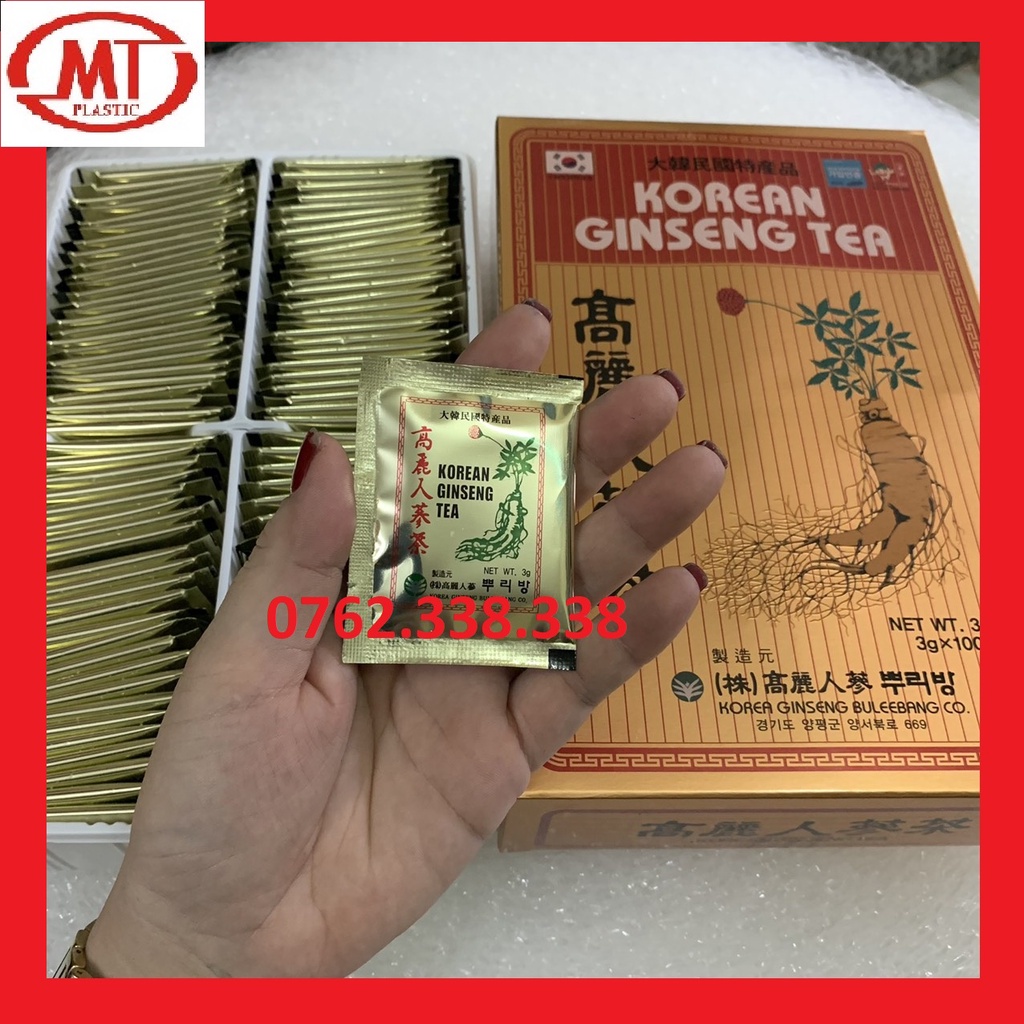 [Mã GROSALE giảm 10% đơn 150K] [Hôp 100 gói] Trà sâm hàn quốc Korean Ginseng tea date mới