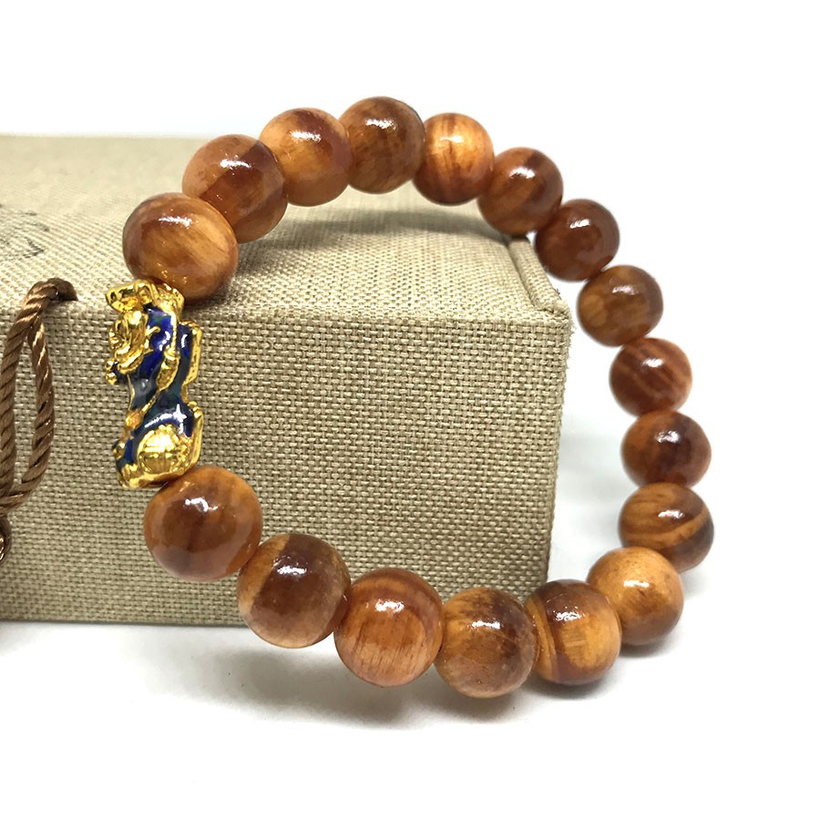 AG203B - VÒNG TAY GỖ HUYẾT LONG 10MM MIX TỲ HƯU ĐỔI MÀU