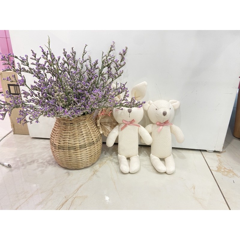 Đồ chơi Chút chít vải cho em bé Hàn Quốc hình Thỏ và Gấu, âm thanh êm tai không gây giật mình, nhẹ và có thể gặm