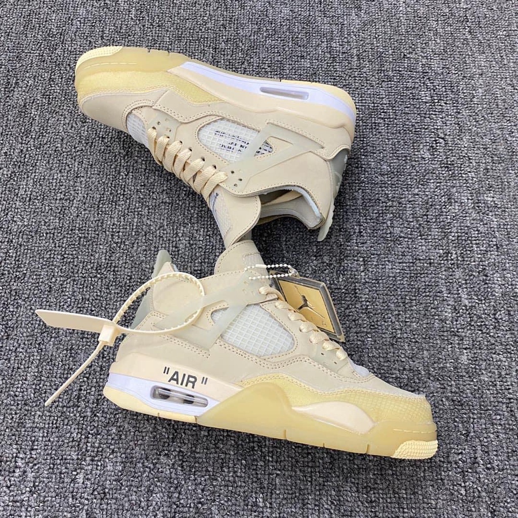 Giày thể thao Jordan 4 retro off white kem , Giày sneaker JD4 màu kem siêu hot mới nhất