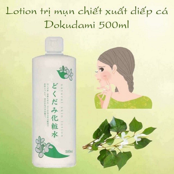 Nước hoa hồng diếp cá Natural Skin Lotion Nhật 500ml dành cho da dầu mụn