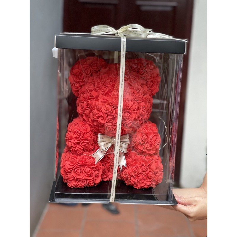 Gấu hoa size 40cm full hộp đèn