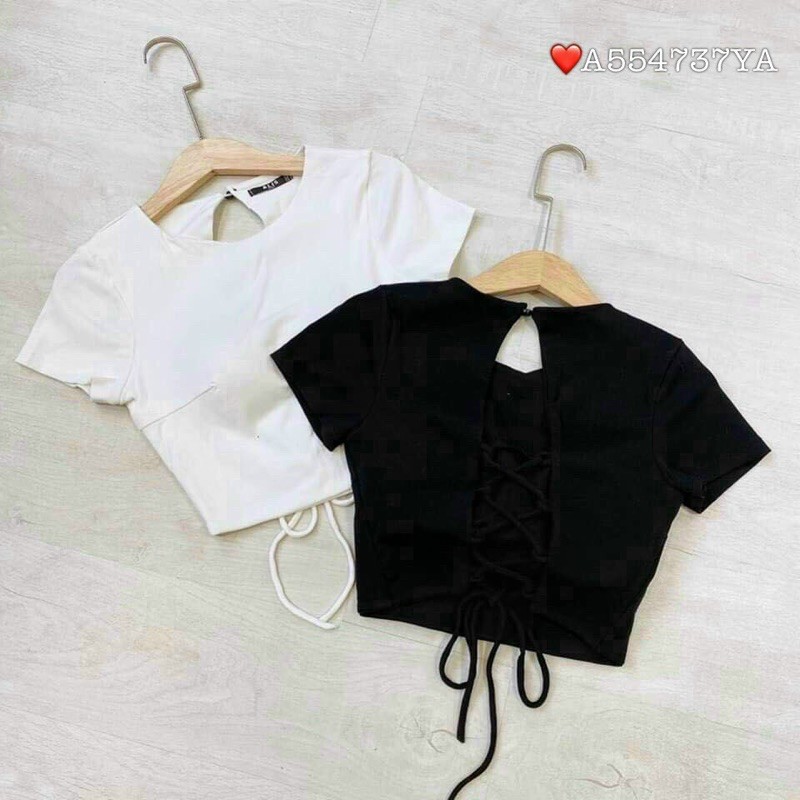 ÁO CROPTOP CỔ CAO ĐAN DÂY LƯNG 🎊