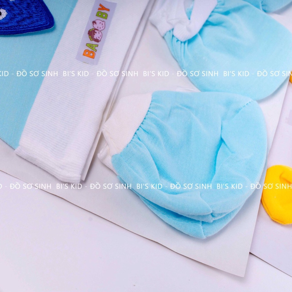 Combo cho bé sơ sinhFREESHIP mũ kèm bao tay chân cho bé sơ sinh, chất liệu cotton thấm hút mồ hôi