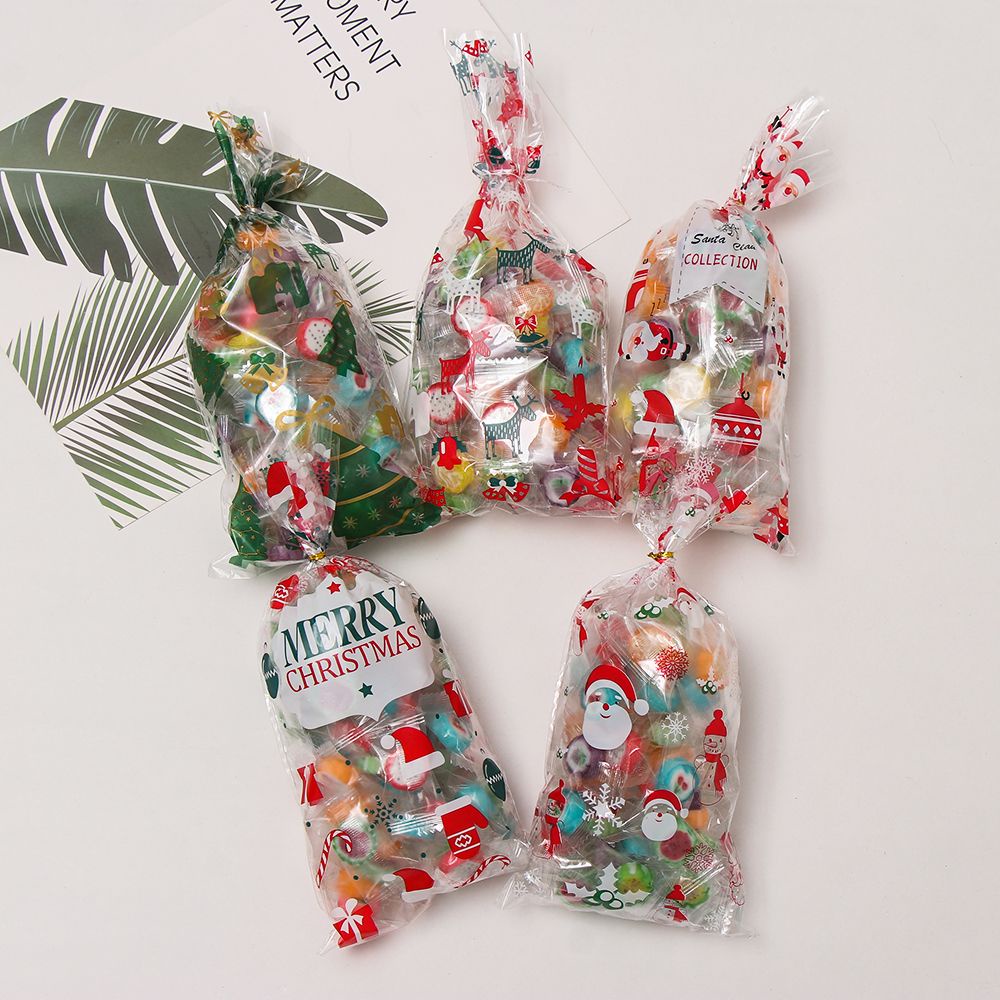 Set 50 Túi Nhựa Đựng Bánh Kẹo Chủ Đề Giáng Sinh Năm Mới