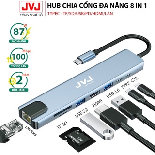 Mua Hub Type C JVJ C8 đa năng 8 Cổng HDMI USB 3.0 SD TF LAN Gigabit RJ45 tốc độ truyền mạng 100Mbps-Bảo hành 24 Tháng