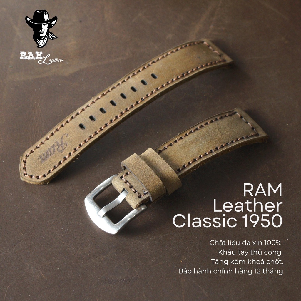 Dây Đồng Hồ RAM Leather 1950 Da bò  Sáp Ngựa Cực Chất Bền Đẹp