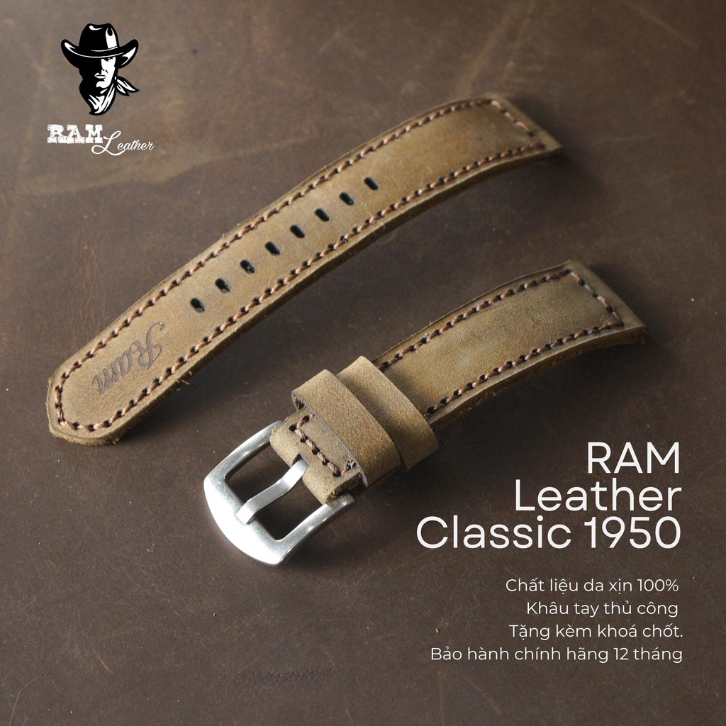 Dây Đồng Hồ Da bò RAM Leather 1950 Sáp Ngựa Cực Chất Bền Đẹp