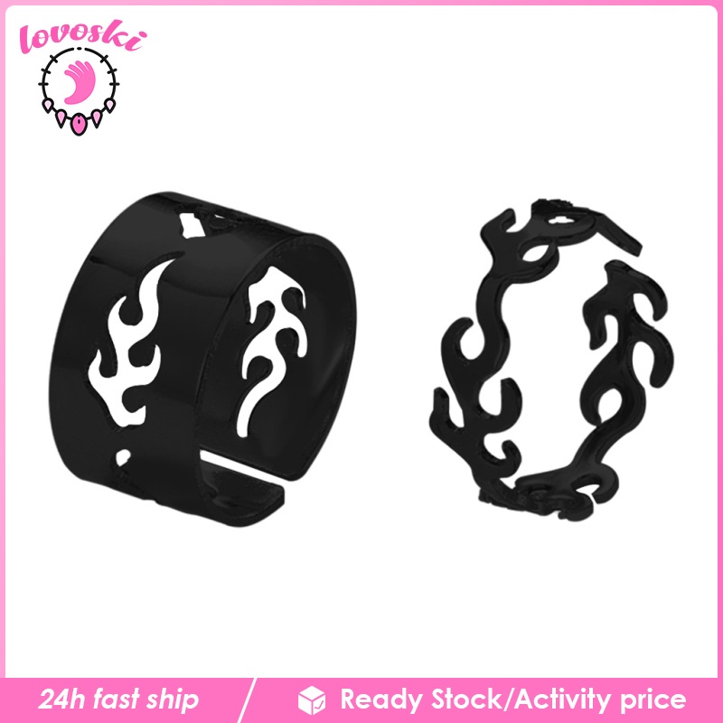 Set 2 Nhẫn Đeo Tay Thiết Kế Đơn Giản Phong Cách Vintage Cho Nữ