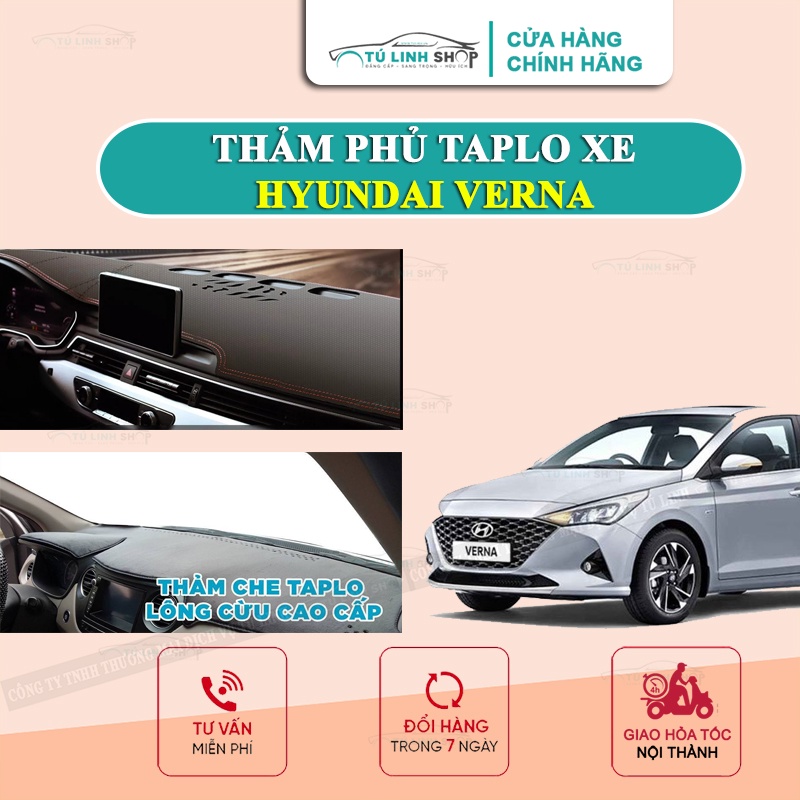 Thảm taplo HYUNDAI VERNA bằng lông Cừu 3 lớp hoặc Da Cacbon