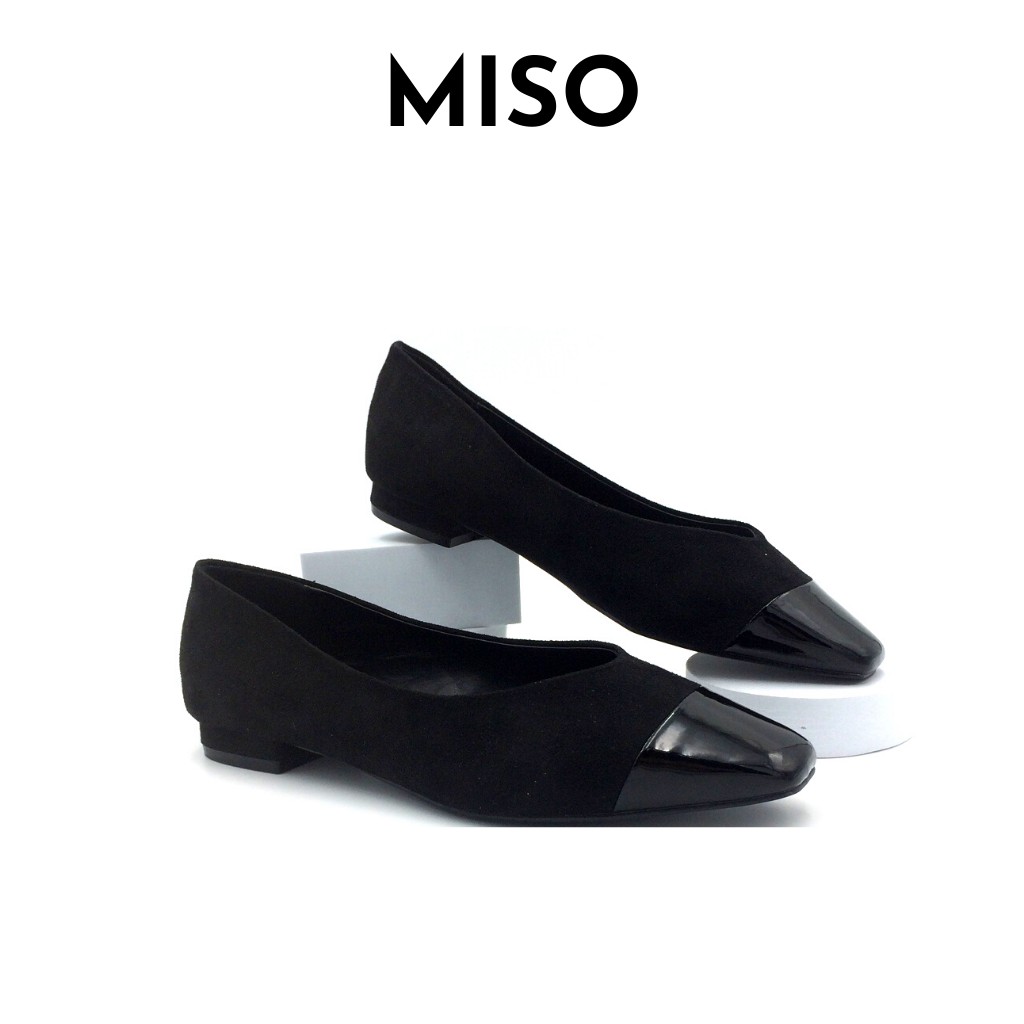 Giày búp bê nữ basic mũi vuông phối màu cao 2cm Miso M1019 | BigBuy360 - bigbuy360.vn