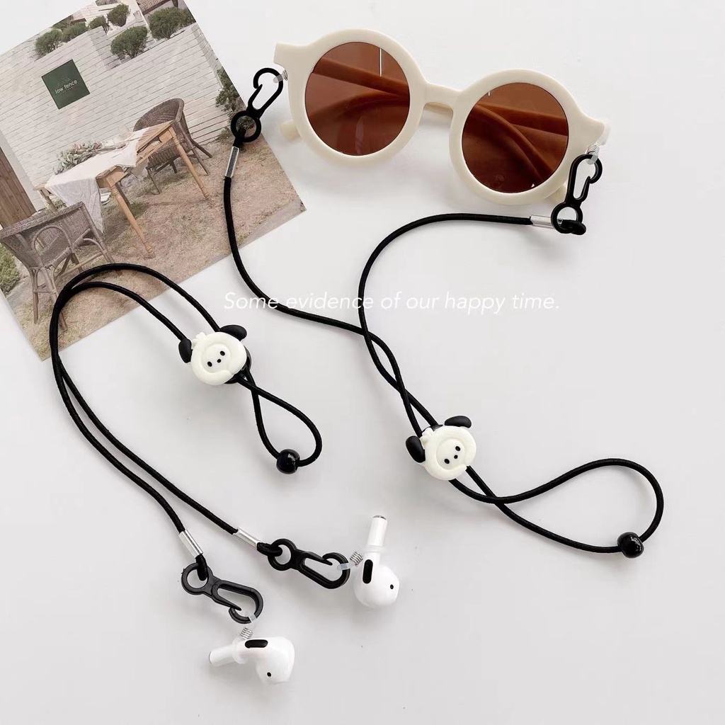 Dây Đeo Mắt Kính Bằng Nylon Màu Đen Hình Cún Hoạt Hình Sáng Tạo