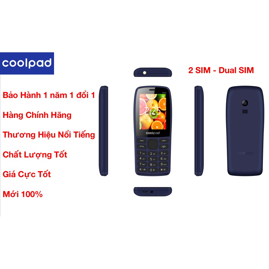 Điện Thoại Phổ Thông Coolpad F212 màn hình 2.4 inch 2 SIM-Màu Xanh đen -BH 1 năm 1 đổi 1-Hàng Chính Hãng | BigBuy360 - bigbuy360.vn