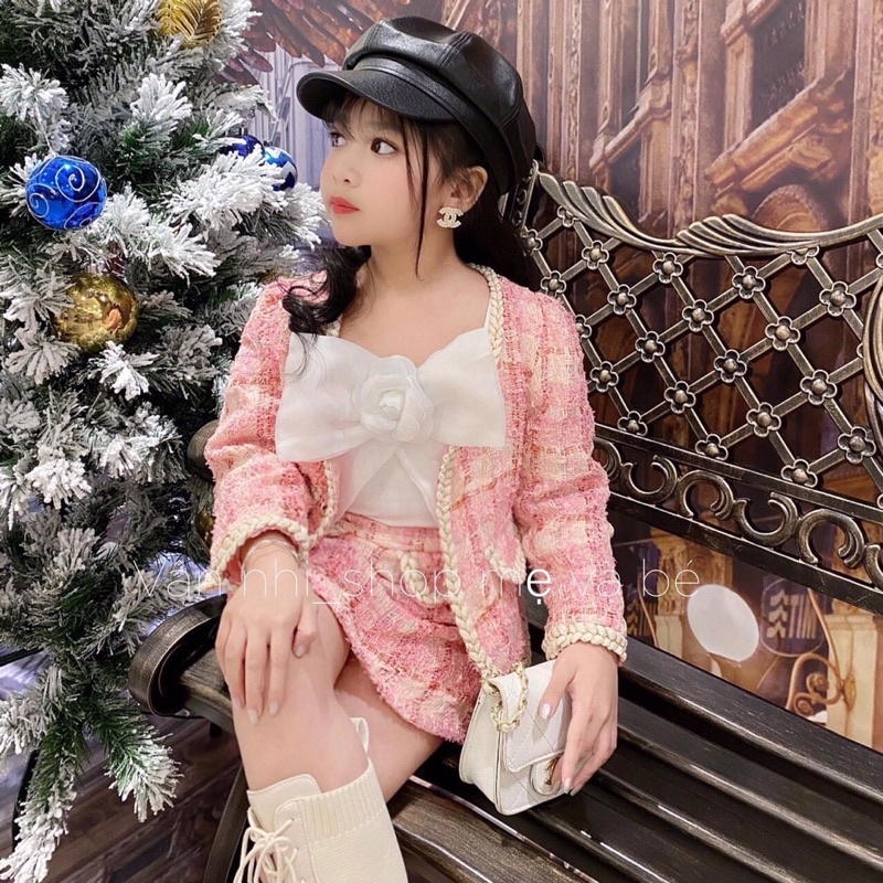 SIZE ĐẠI 8-26KG: Bộ dạ len lông cực đỉnh cho bé gái - BDLL