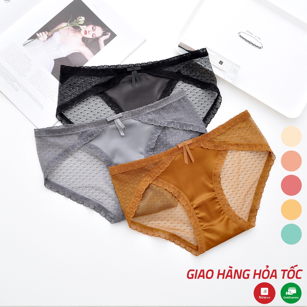 Quần lót ren vạt chéo nơ họa tiết chất liệu Cotton cao cấp XUU DESIGN QC05