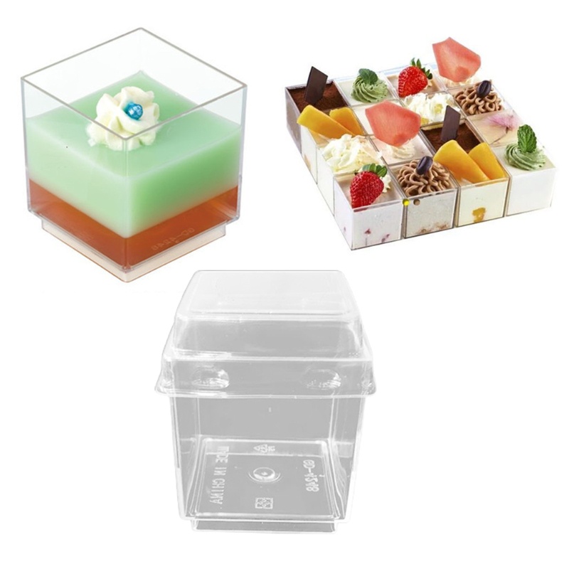 Set 10 Cốc Làm Món Tráng Miệng Bằng Nhựa Trong Suốt Dùng Một Lần