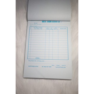 (Lốc 10 quyển) Hóa đơn 1 liên 13x19cm (1 quyển có 100 tờ) fgiấy dày
