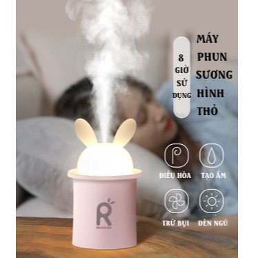 Máy phun sương , tinh dầu Jisulife JT03 , kiêm đèn ngủ , giữ ẩm da 280ml , hình thỏ đáng yêu , tự động tắt khi hết nước