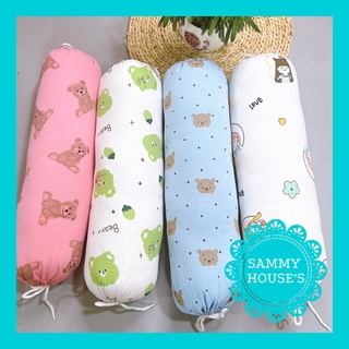 Gối ôm xô tròn dài muslin organic cho bé sammu house's