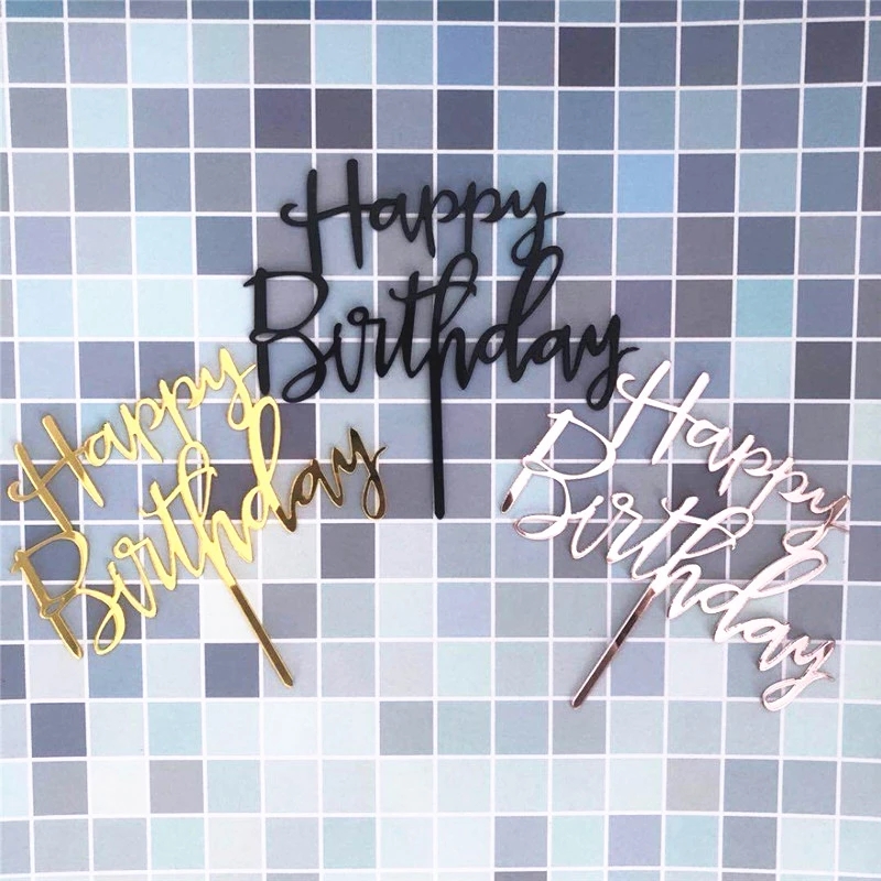 Que cắm trang trí bánh kem hình chữ Happy Birthday xinh xắn
