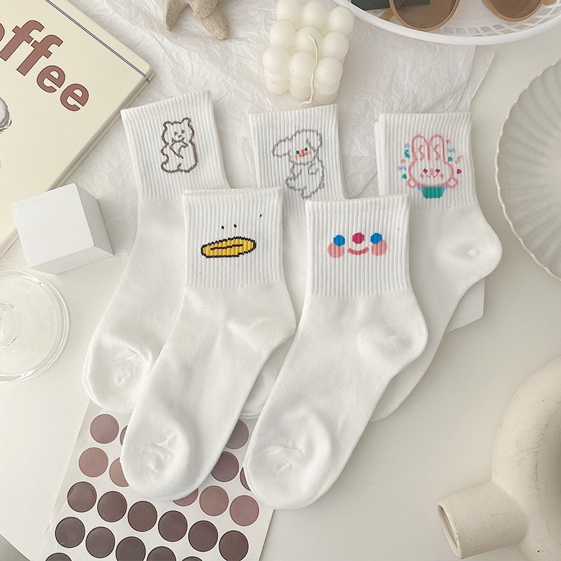 Vớ cổ cao nam nữ tất icon trắng dài cotton thời trang đẹp kháng khuẩn khử mùi thấm hút mồ hôi tốt MONEY VC022