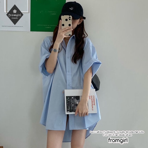 Áo Sơ Mi Nữ Tay Ngắn Dáng Rộng Phong Cách Hàn Quốc Thời Trang