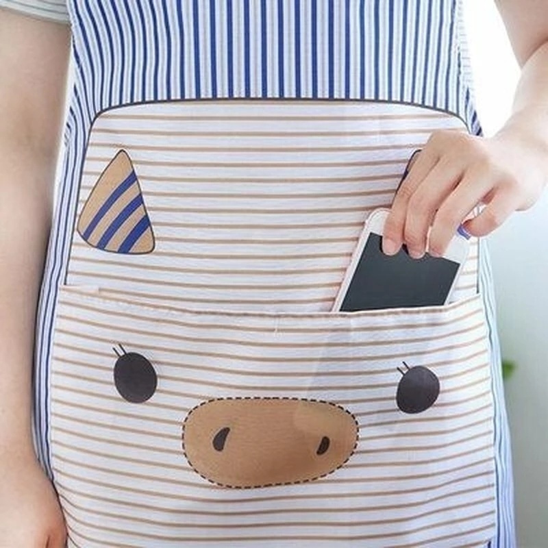 Tạp Dề Không Tay Chống Thấm Nước Chống Văng In Hình Heo Hoạt Hình Dễ Thương Có Túi Tiện Lợi Cho Nhà Bếp
