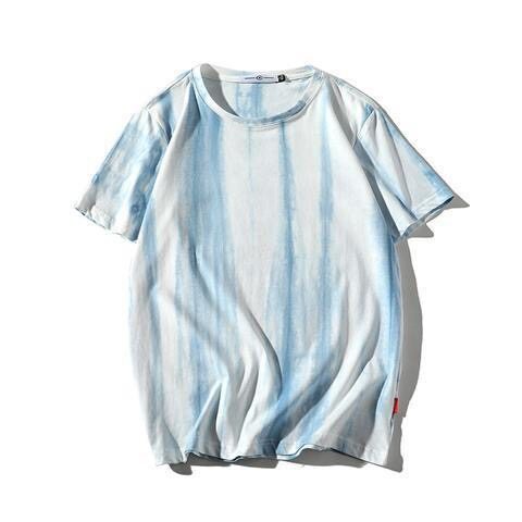 Áo thun AOKANG ngắn tay dáng rộng vừa vặn in họa tiết màu nhuộm phong cách Hàn Quốc dễ phối đồ