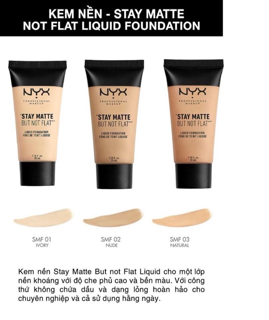 Kem nền NYX Stay Matte But Not Flat Liquid Foundation