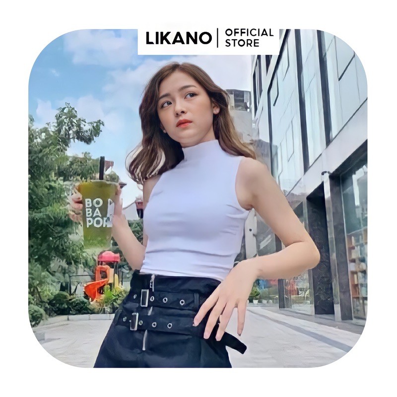 Áo croptop nữ kiểu ôm, áo thun croptop cổ lọ sát nách chất vải cotton mềm mịn LIKANO CRT27