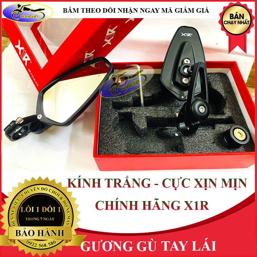 [CHÍNH HÃNG ]Gương Gù Thái Xịn hãng X1R - Mặt Kính Trắng - Gắn Tay lái - Gương Gù Xe Máy - Đèn xe Việt