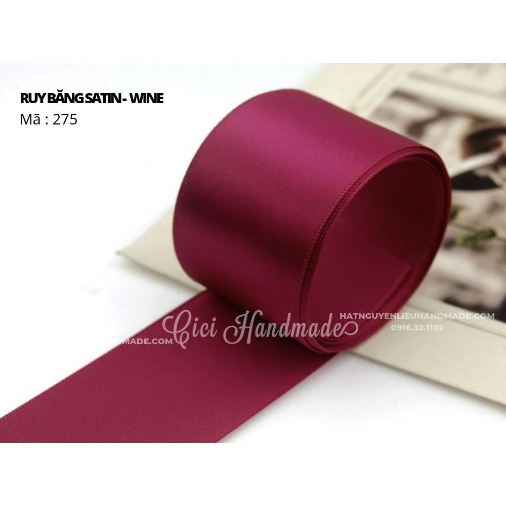 Cuộn 5M Ruy băng Satin 2 mặt màu tím, nâu hồng đất- link 7/9 Cici Handmade ruyban gấm hoa lụa ruyban ribbon satin