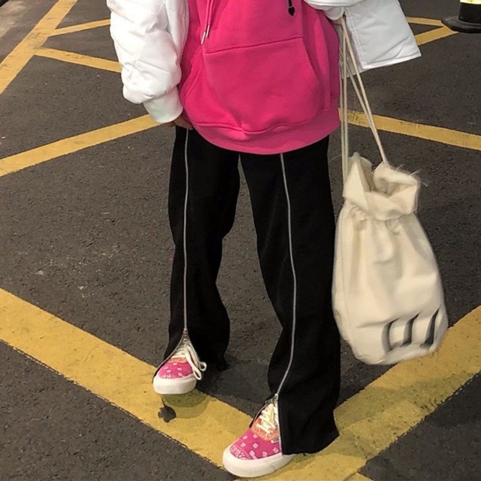 quần ống rộng Lưng Cao Phối Khóa Kéo Phong Cách Hàn Quốc Cho Nữ | BigBuy360 - bigbuy360.vn