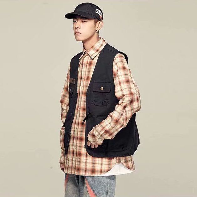 Áo Khoác Denim Sát Nách Dáng Rộng Kiểu Retro Nhật Bản Thời Trang Cho Nam