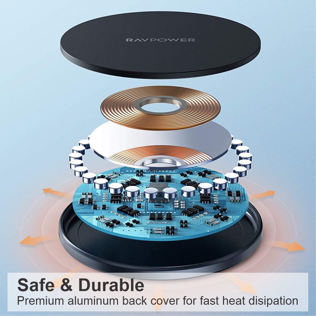 Bộ Đế Sạc Không Dây Nam Châm 10W RAVPower Kèm Củ Sạc Type C 20W Cho Táo 12 13 14