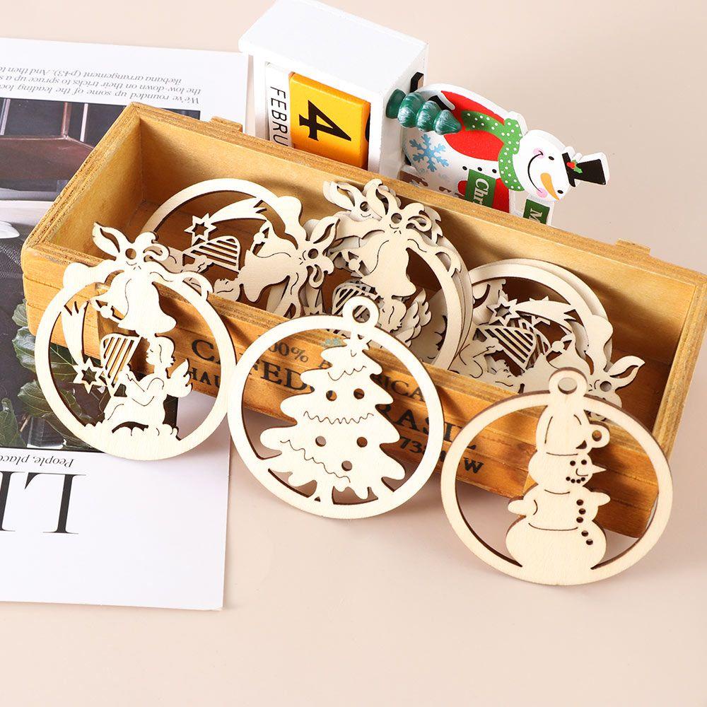 Set 10 Phụ Kiện Treo Trang Trí Cây Thông Noel DIY Bằng Gỗ